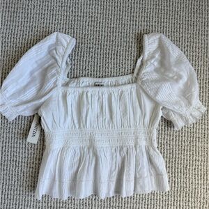 White Puff Sleeve Top